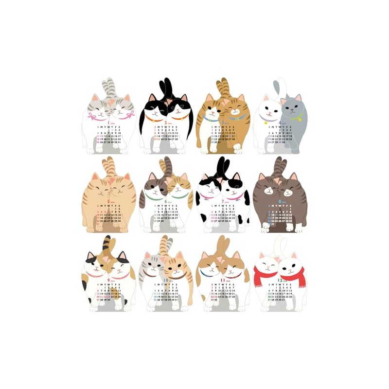 Greeting Life 2026 Calendar Animal Die Cut Mini Twin Cat