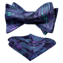 SetSense Men's Floral Jacquard Woven Self Bow Tie Set