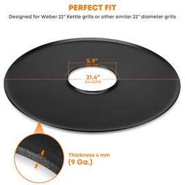 Stanbroil Round Griddle Insert for Weber 22" Kettle Charcoal Grill, Nonstick Coating Flat Top Griddle Plate, 22 Inch Kettle Grill Accesories, Black