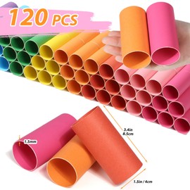 MAPVOLUT 120-Pack Rainbow Cardboard Tubes for Crafts (1.5x3.4 Inch) | 8 Vibrant Colors Kraft Paper Rolls for Kids DIY, Classroom Art Supplies, Holiday Decor & STEM Activities