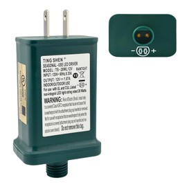 12V 1.67A Power Supply Class 2 Transformer Raintight IP44 US Plug Connector 1/2in 12mm Adapter for LED String Seasonal-Use Light, Holiday Lighting, Christmas X-Mas Tree TS-20WL12V - Right Positive