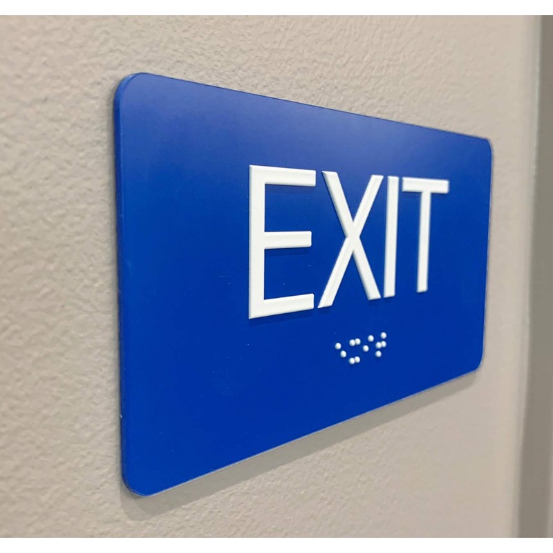 ADA Compliant Exit Sign with Braille (6" x 3" Sapphire