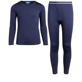 ONLY BOYS Thermal Underwear Set – 2 Piece Brushed Fleece Top and Long Johns (2T-16), Navy, Size Toddler (4T)