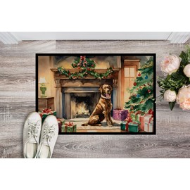 Caroline's Treasures DAC2629JMAT Chesapeake Bay Retriever Cozy Christmas Doormat Front Door Mat Indoor Outdoor Rugs for Entryway, Non Slip Washable Low Pile, 24H X 36W