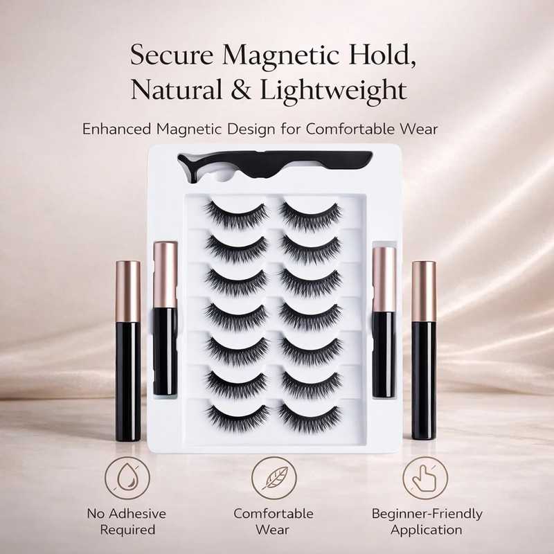 Magnetic Eyeliner & 3D Magnetic Lashes Kit with 7 Pairs