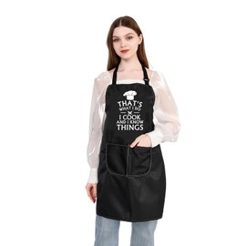 PLITI Chef Apron With Pockets Cooking Lover Gift That's What I Do I Cook and I Know Things Culinary School Graduation Gift (I Cook Things APU)