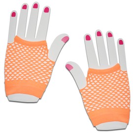 SHORT FISHNET HAND GLOVES PARTY FANCY DRESS TUTU (Orange)
