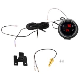 DC9V to 36V Car Voltmeter Gauge Two in One Digital Display Water Temperature Volt Meter 10mm Water Temp Plug Red