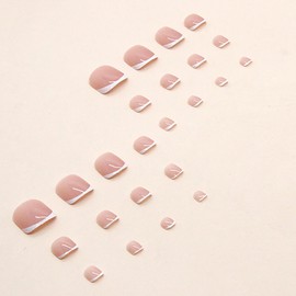 False Toe Nails with Glue - 24Pcs Press on Toenails French Tip - Dark Pink Stick on Toenails Short - Strong Glue on Toe Nails - Fake Toenails for Women Small Big Toe Summer Manicure