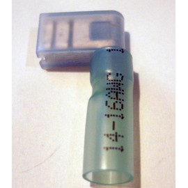 16-14 AWG Blue Heat Shrink Flag Terminal Electrical Connector .250" Made in USA 14-16 Gauge (50)