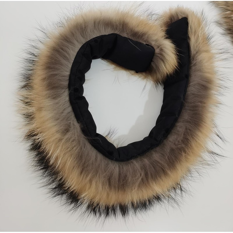 Real Pelts Collar Women Neck Warmer Scarf Raised Raccoon Hairs