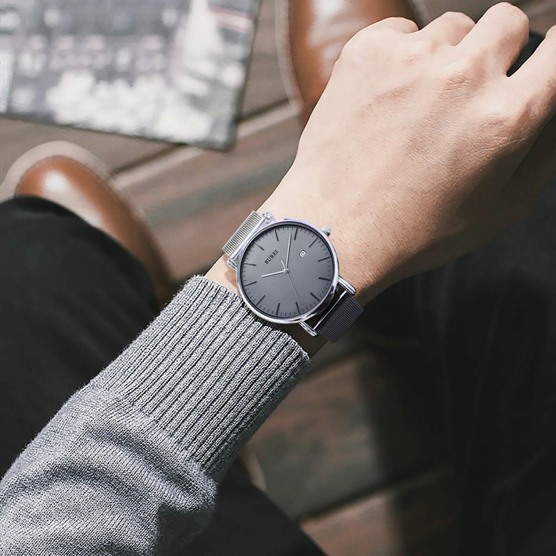 BUREI Men's Watch Simple Waterproof Analog Popular Watch Brand Stylish