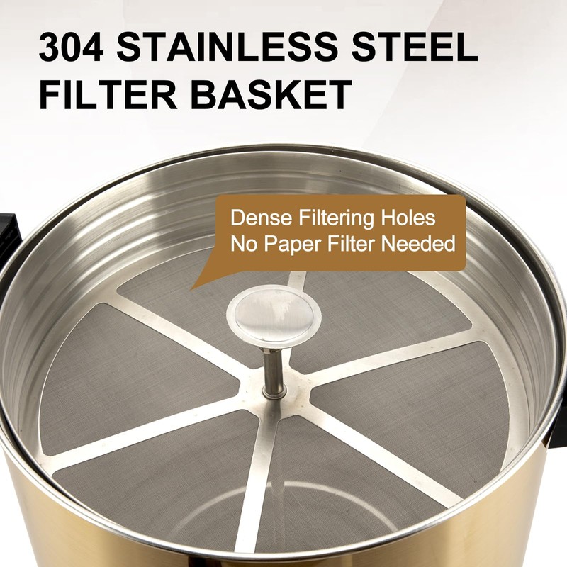 Commercial Grade Stainless Steel Coffee Urn 12L 50-Cup Double Wall
