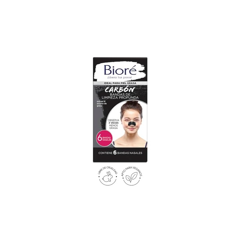 Biore Bandas de Limpieza Profunda con Carbon Natural, 6 Piezas