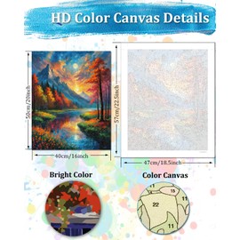 TOCARE Mountains Paint by Numbers Kit for Adults,Moonlit River Adult Paint by Number Canvas,Adults' Paint-by-Number Kits Mountains Night 16x20inch