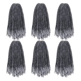6 Packs Spring Twist Braiding Hair Spring Twists Bomb Twist Hair Synthetic Fiber Fluffy Twist Crochet Braids Low Temperature Fiber Crochet Hair for Black Women Braiding Hair(12inch,T1B/Gray)