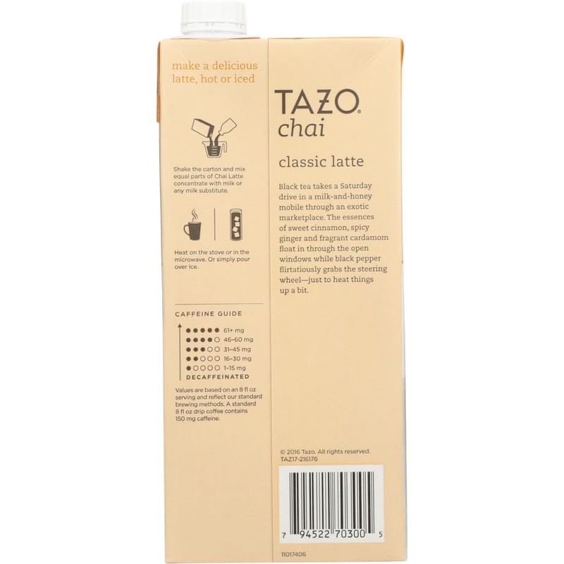 Tazo Chai Tea Latte Concentrate 32 oz (4 Pack)