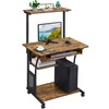 Yaheetech 3 Tiers Rolling Computer Desk with Keyboard Tray and