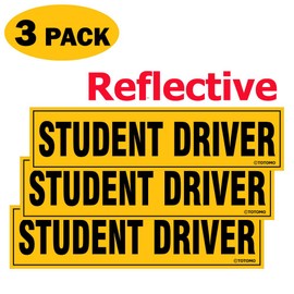 TOTOMO Student Driver Magnet for Car - Large 12"x3" Magnetic Reflective Vehicle Safety Sign for New Rookie Learner Drivers Removable Bumper Sticker Please Be Patient (3 Pack)