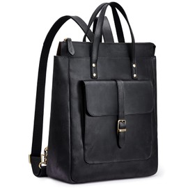 S-ZONE Women Genuine Leather Backpack Purse Retro Top-handle Bags Vintage Totes Casual Daypack