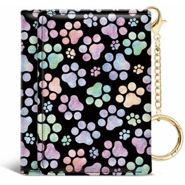 Jogjam Womens Wallet, Dog Paw Small Slim RFID Blocking Card Wallets, Cute Trifold PU Leather Card Holder Wallet Organizer, Mini Pocket Cash Wallet with 7 Card Slots ID Window for Girls Ladies