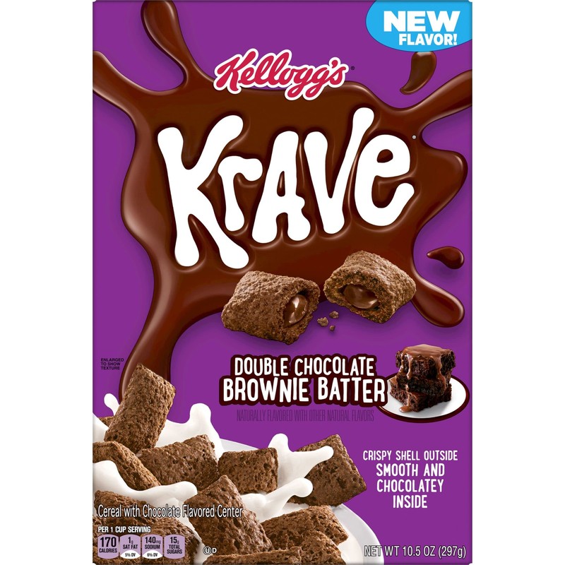 Kellogg's Krave Cold Breakfast Cereal, Kids Snacks, Double Chocolate, Brownie