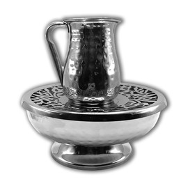 MUNDO JUDAICO Mayim Achronim Stainless Steel Hammered Laser Cut.