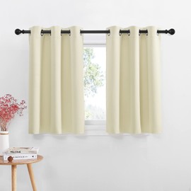 NICETOWN Classroom Window Cover, Blackout Curtains for RV Camper Windows, Thermal Insulating Short Curtains & Drapes for Bathroom Basement Kitchen Door, W42 x L36 inch, Beige, 2 Panels