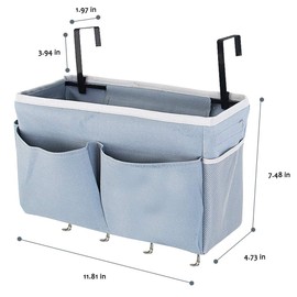 Retyion Bedside Storage Bag with 4 Hooks Multi-Function Hanging Organizer Caddy for Headboards Bunk Bed Hospital Bed (Grey)