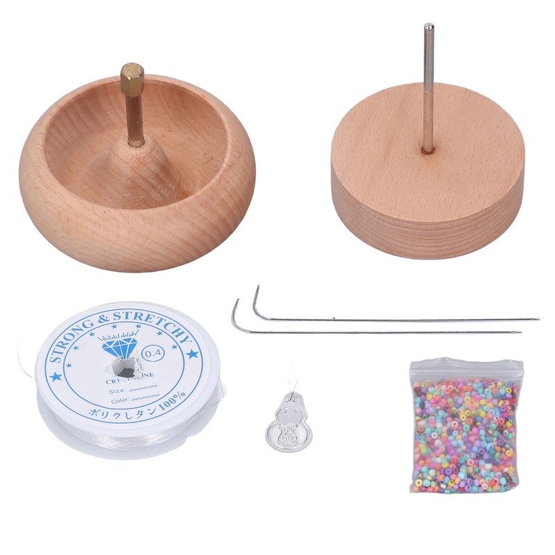 Bead Spinner DIY Beading Turning Bowl 10cm Wooden Manual Beading