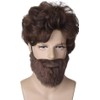 Peluca de Halloween con tupé marrón rizado y peludo para