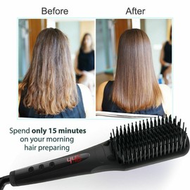 Simply Straight New Hair Straightener Ion Heated Straightening Brush for Smooth Frizz-Free Hair