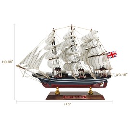 SAILINGSTORY Wooden Model Ship Clipper Cutty Sark 1/195 Scale Replica Ship Model Sailboat Decor Small