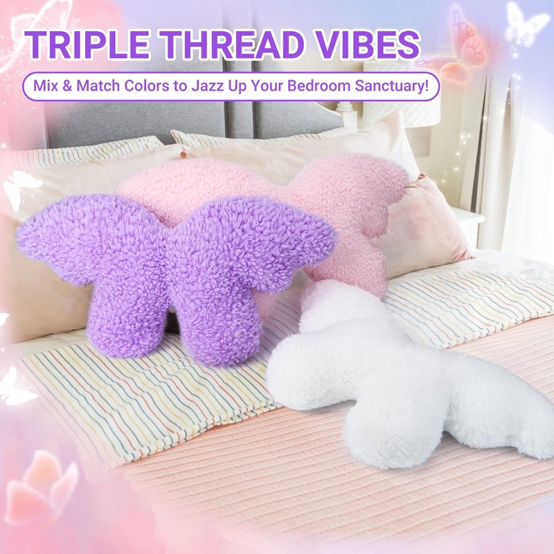 EVOLVEOVER Butterfly Throw Pillow for Girls & Adults - Plush