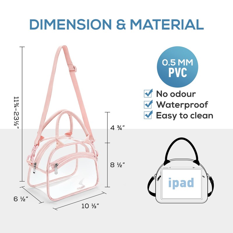 TOURIT Stadium Approved Clear Lunch Bag Transparent Bag with Adjustable