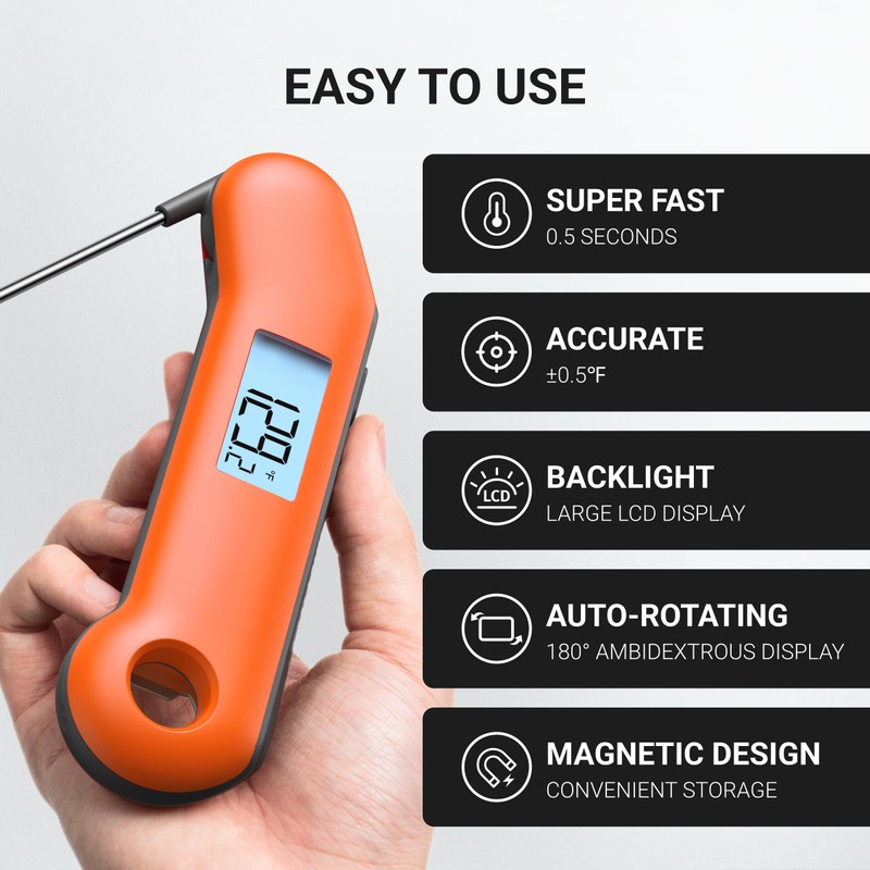 Professional Meat Thermometer Digital, Ultra-Fast 0.5 Sec Instant Read, NIST