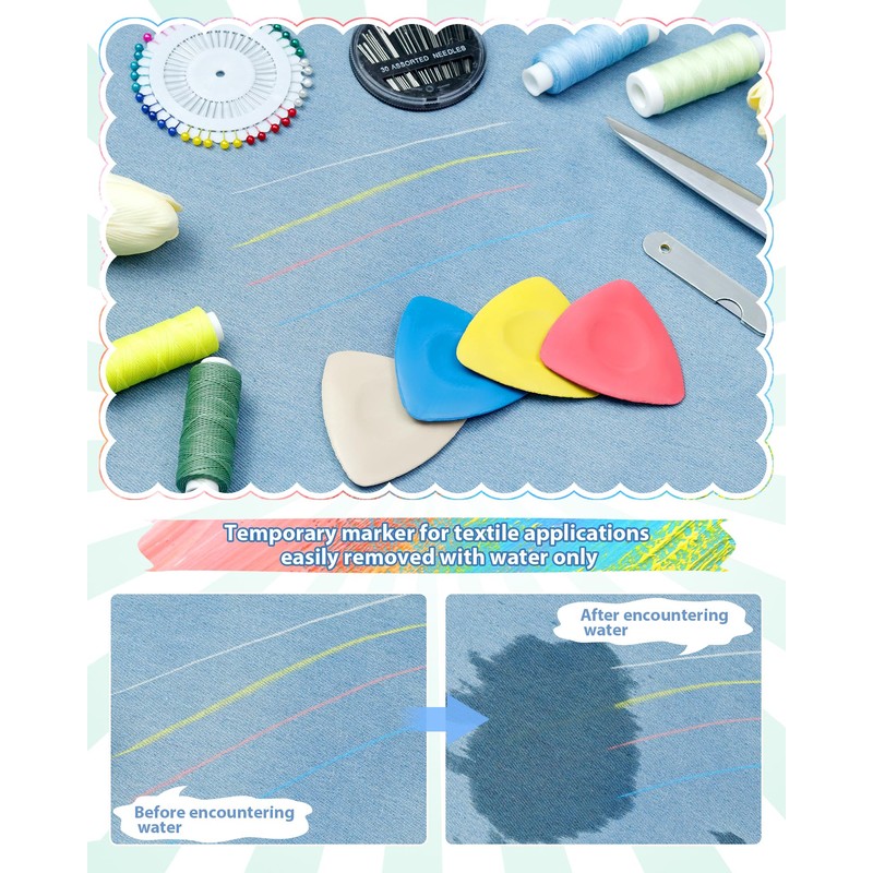 FIVEIZERO 4Pcs Tailors Chalk, Triangle Sewing Chalk for Fabric, Fabric