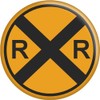 Yellow Railroad Crossing Sign - 2.25" Round Magnet