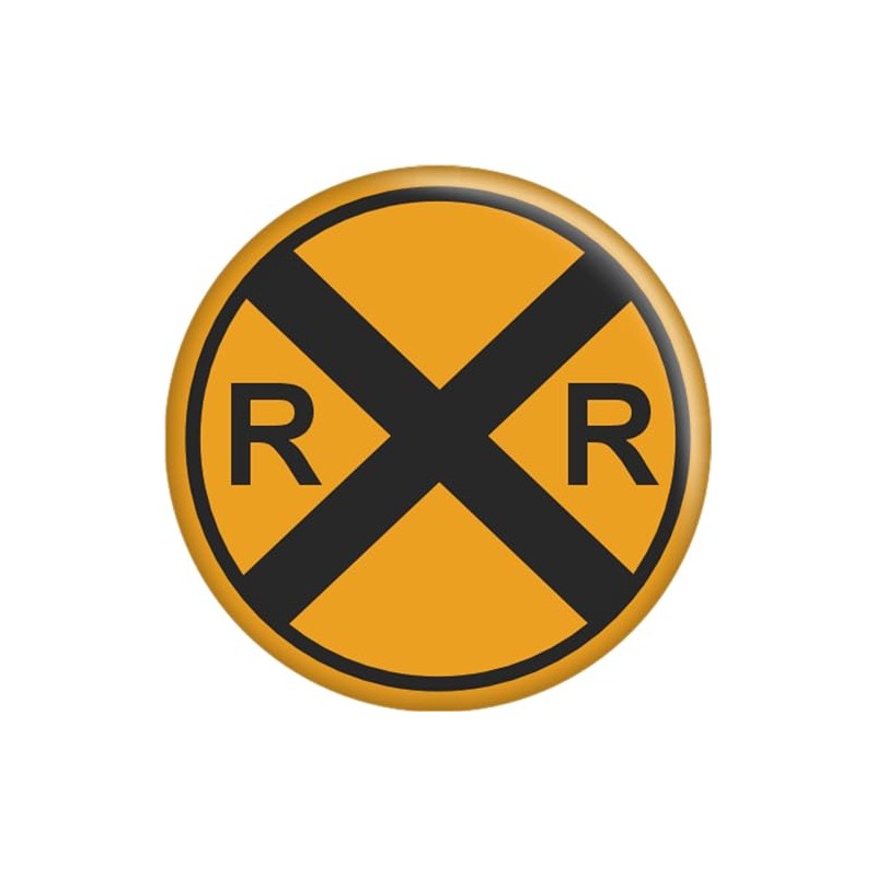 Yellow Railroad Crossing Sign - 2.25" Round Magnet