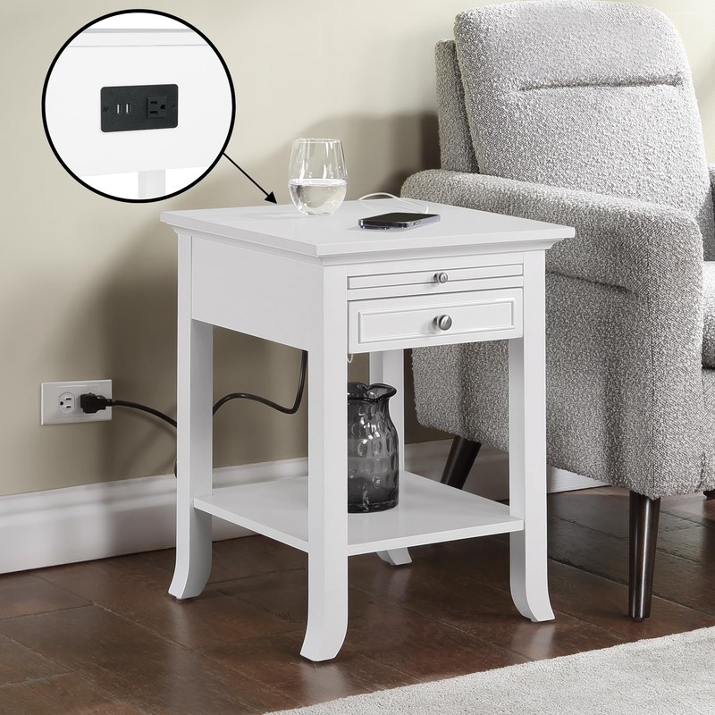 Convenience Concepts American Heritage Logan End Table with USB Ports