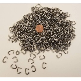 3/8 Stainless Steel Hog Rings for Crab pots, Cages, Traps, Fencing, Sausage Casings, Rabbit Cages (100 Count bag-3oz)