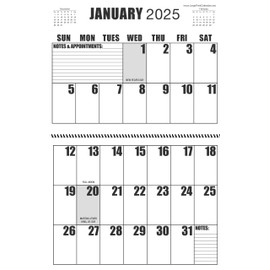 Large Print Wall Calendar 2025 Letter Size