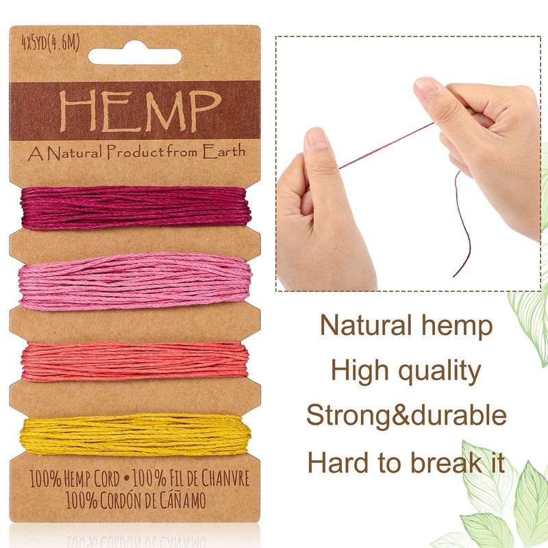 16 Colours Thread Cord Multicoloured Flax, Natural Rope for Crafts