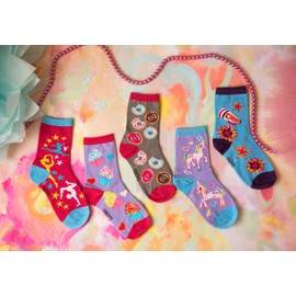 Foozys Kids Girls Skulls Socks - Colorful Fun Cute Crew Socks - 1 pair