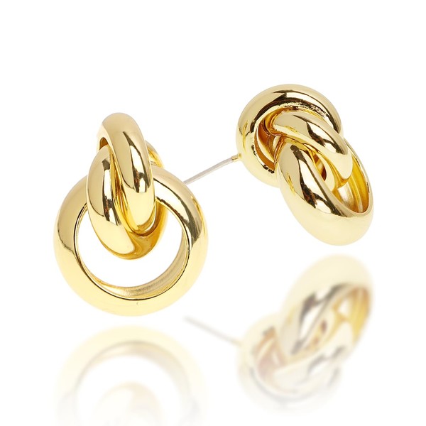 JeanBeau Gold Statement Geometric Dangle Earrings for Women Girls Chunky