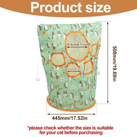 Cat Tunnel Bags, 19.69x17.52 Inch Cat Tunnel Toy Collapsible Kitten Bag Toy with Hairball Pet Self Interactive Toys Cat Play Tube for Indoor Cats