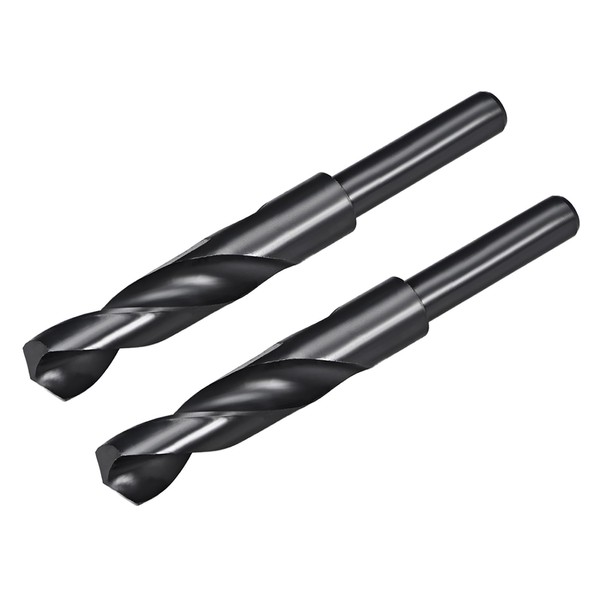 uxcell 2pcs 1/2" Reduced Shank Drill Bits 18mm Black Nitride