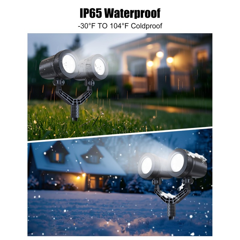 Brightown Snowflake Projector Lights Outdoor, Double Head Dynamic LED Rotating