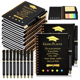 Dinifee 10 Set 2025 Graduation Gift Bulk Inspirational Spiral Journal with Sticky Note Motivational Pen Thank You Notebook Gel Pen Class of 2025 Gift for Student Teacher College Graduate Party Favor