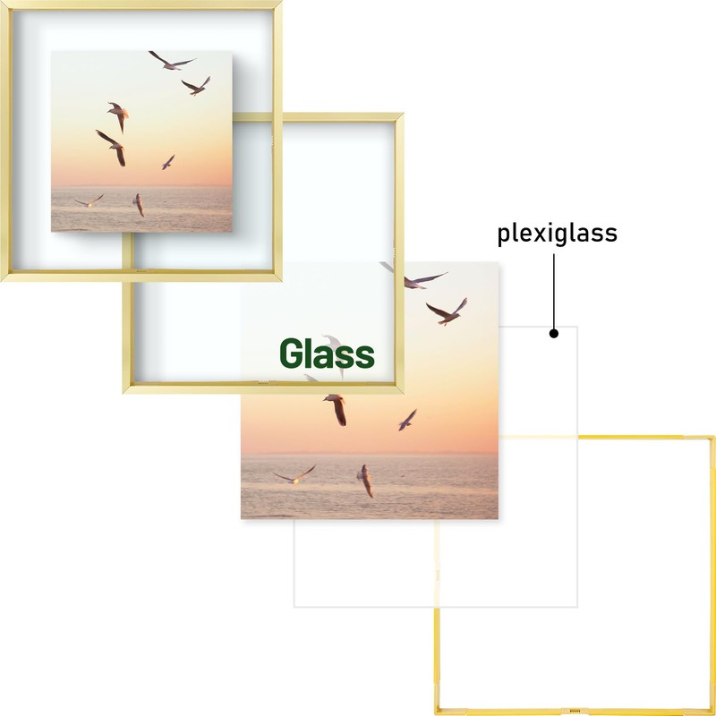Frametory, 12x12 Floating Picture Frame - Metal Photo Frame -